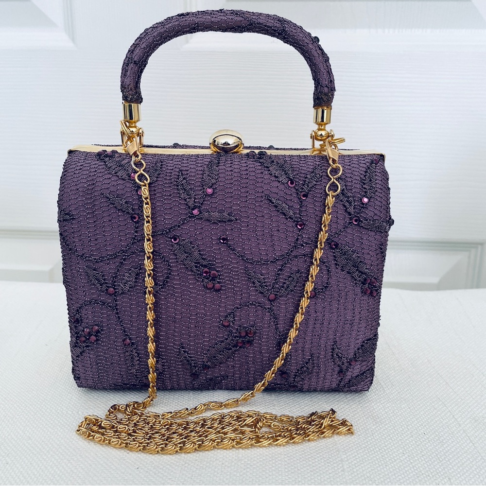 Baracci Hauter Couture purple silk crystals purse